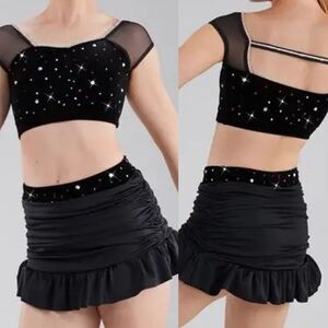 Weissman Elite dance costume 2 piece black Velvet Who Owns My Heart 17834 SA